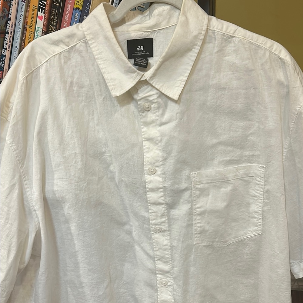 H&M White Casual Button Down Shirt